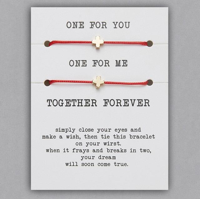 2pcs/set Together Forever Love Infinity 8 Charm Bracelet Red String Couple Bracelets Wish Jewelry Long Distance Matching Bracelets For Best Friend Mother Daughter 17-30cm