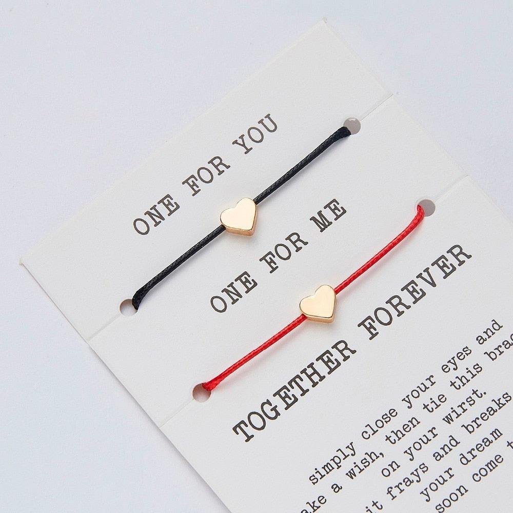 2pcs/set Together Forever Love Infinity 8 Charm Bracelet Red String Couple Bracelets Wish Jewelry Long Distance Matching Bracelets For Best Friend Mother Daughter 17-30cm