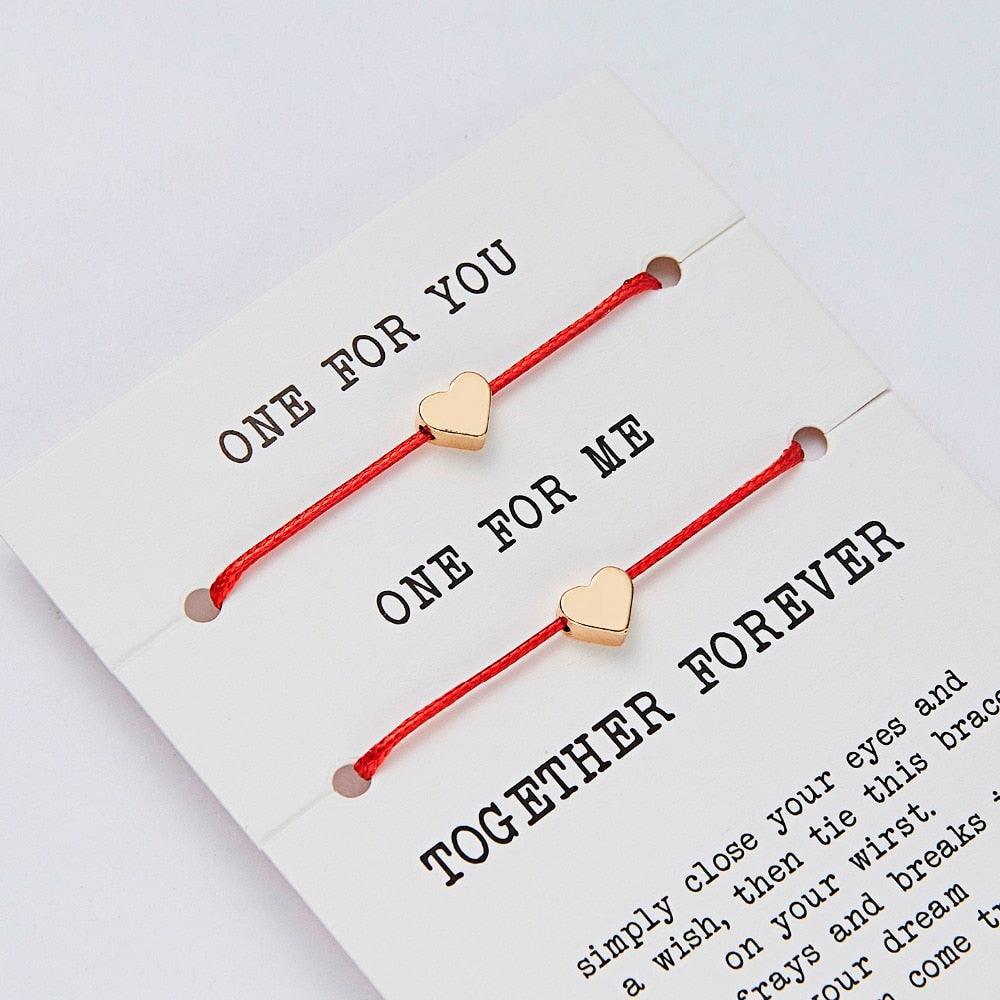 2pcs/set Together Forever Love Infinity 8 Charm Bracelet Red String Couple Bracelets Wish Jewelry Long Distance Matching Bracelets For Best Friend Mother Daughter 17-30cm