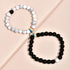 2Pcs/set White Black Couple Magnetic Bracelets Natural Stone Matching Bracelet Magnetic Beaded Bracelets Set Attraction Friendship Relationship Wish Bracelet Gift For Women Men Him Her Best Friends