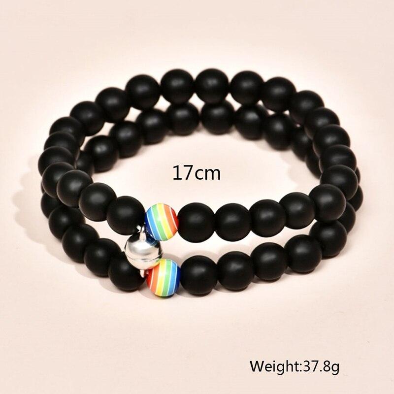 2Pcs/set White Black Couple Magnetic Bracelets Natural Stone Matching Bracelet Magnetic Beaded Bracelets Set Attraction Friendship Relationship Wish Bracelet Gift For Women Men Him Her Best Friends