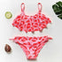 3-16Y Cartoon Two-piece Girls Swimwear Ruffle Swimsuit Bikini Set One Shoulder Beachwear Princess Two Piece Bathing Suit Children Swimwear Girls Swimsuit Bikini Set