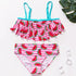 3-16Y Cartoon Two-piece Girls Swimwear Ruffle Swimsuit Bikini Set One Shoulder Beachwear Princess Two Piece Bathing Suit Children Swimwear Girls Swimsuit Bikini Set