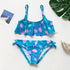 3-16Y Cartoon Two-piece Girls Swimwear Ruffle Swimsuit Bikini Set One Shoulder Beachwear Princess Two Piece Bathing Suit Children Swimwear Girls Swimsuit Bikini Set