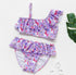 3-16Y Cartoon Two-piece Girls Swimwear Ruffle Swimsuit Bikini Set One Shoulder Beachwear Princess Two Piece Bathing Suit Children Swimwear Girls Swimsuit Bikini Set