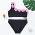 3-16Y Cartoon Two-piece Girls Swimwear Ruffle Swimsuit Bikini Set One Shoulder Beachwear Princess Two Piece Bathing Suit Children Swimwear Girls Swimsuit Bikini Set