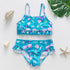 3-16Y Cartoon Two-piece Girls Swimwear Ruffle Swimsuit Bikini Set One Shoulder Beachwear Princess Two Piece Bathing Suit Children Swimwear Girls Swimsuit Bikini Set