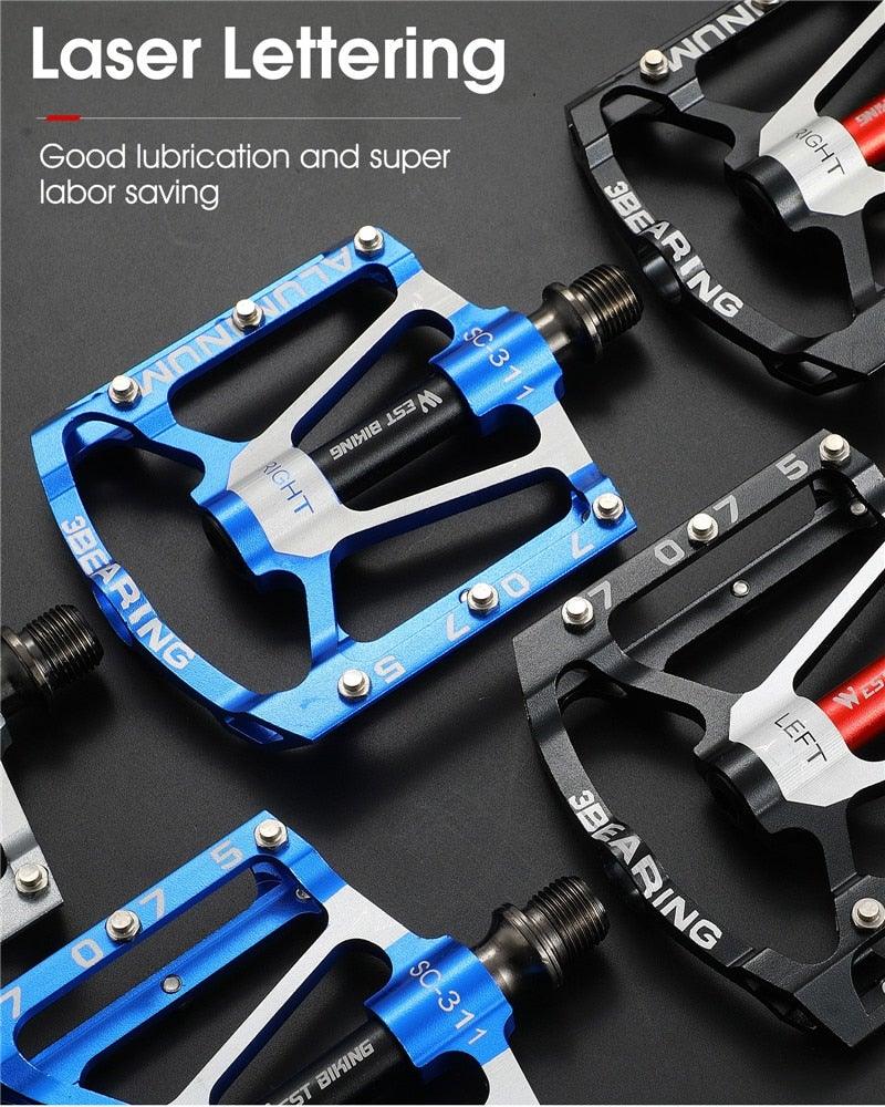 3 Bearings Bicycle Pedals Ultralight Anti-Slip Road Bike Pedal Cycling Sealed Bearing Bike Pedals Mountain Bike Pedals Composite Bearing Bicycle Pedals With Wide Flat Platform