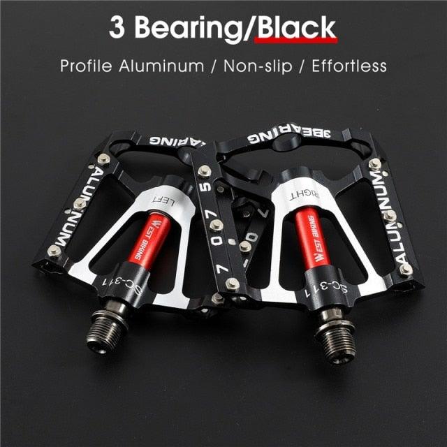 3 Bearings Bicycle Pedals Ultralight Anti-Slip Road Bike Pedal Cycling Sealed Bearing Bike Pedals Mountain Bike Pedals Composite Bearing Bicycle Pedals With Wide Flat Platform