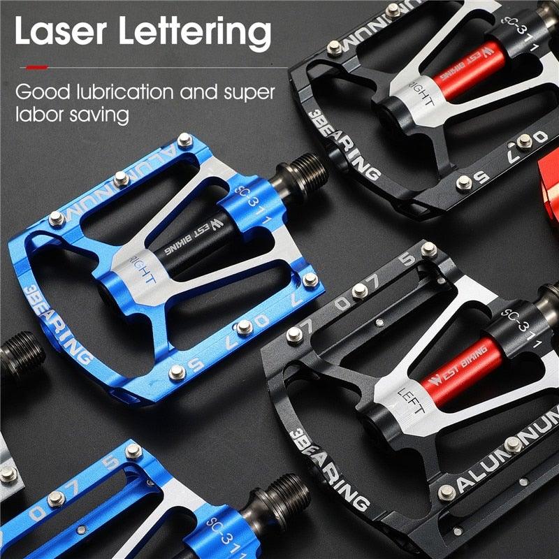 3 Bearings Bicycle Pedals Ultralight Anti-Slip Road Bike Pedal Cycling Sealed Bearing Bike Pedals Mountain Bike Pedals Composite Bearing Bicycle Pedals With Wide Flat Platform