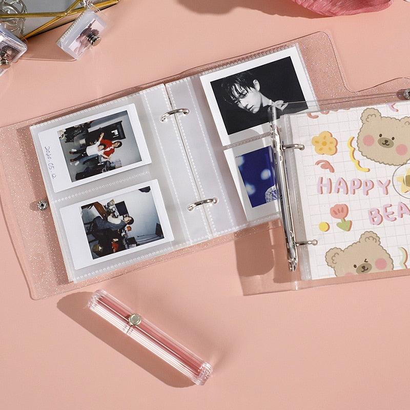 3 Inch Polaroid Photo Album Cute Bear Transparent Jewelry Small Card Collection Storage Book Mini Leaf Scrapbook Paper Baby Family Scrapbook Albums