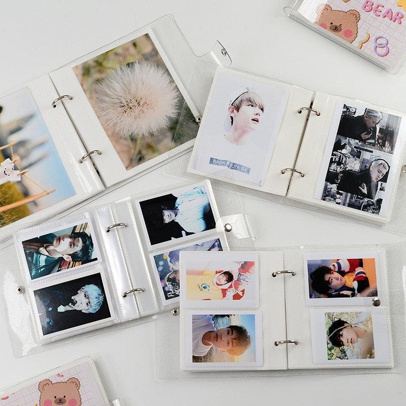 3 Inch Polaroid Photo Album Cute Bear Transparent Jewelry Small Card Collection Storage Book Mini Leaf Scrapbook Paper Baby Family Scrapbook Albums