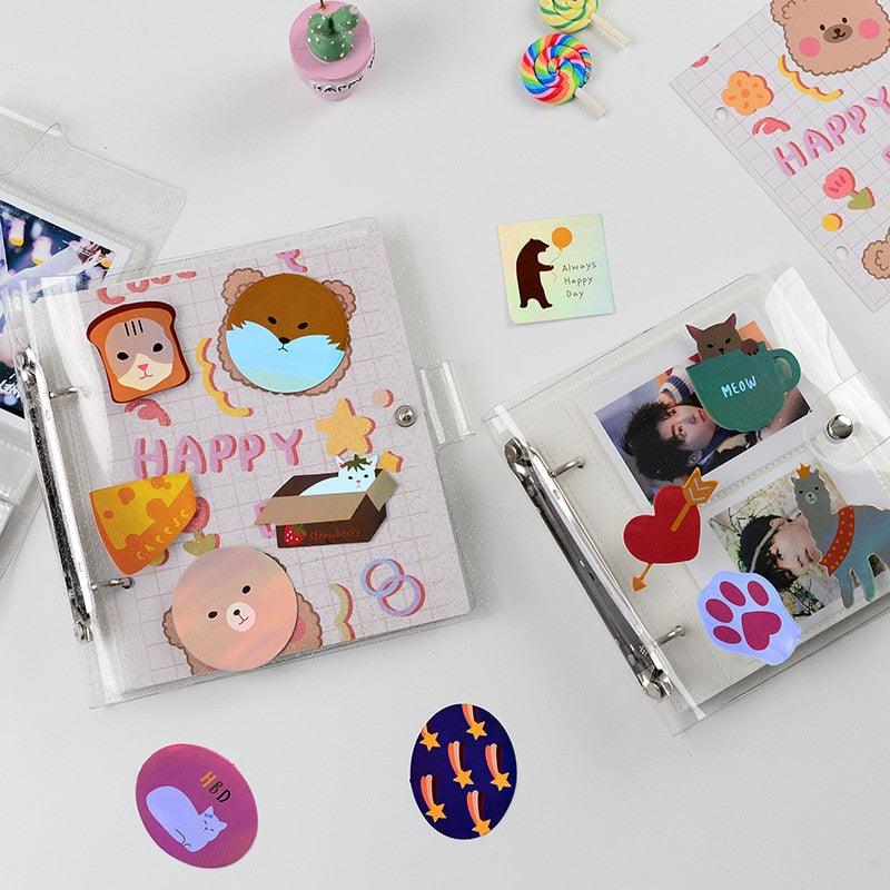 3 Inch Polaroid Photo Album Cute Bear Transparent Jewelry Small Card Collection Storage Book Mini Leaf Scrapbook Paper Baby Family Scrapbook Albums