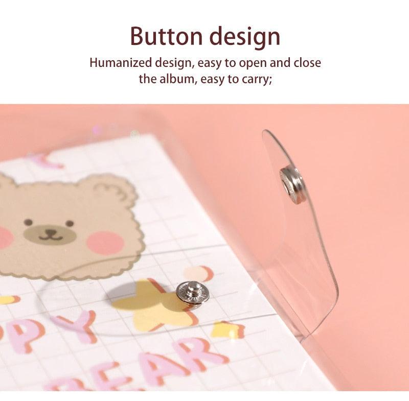 3 Inch Polaroid Photo Album Cute Bear Transparent Jewelry Small Card Collection Storage Book Mini Leaf Scrapbook Paper Baby Family Scrapbook Albums