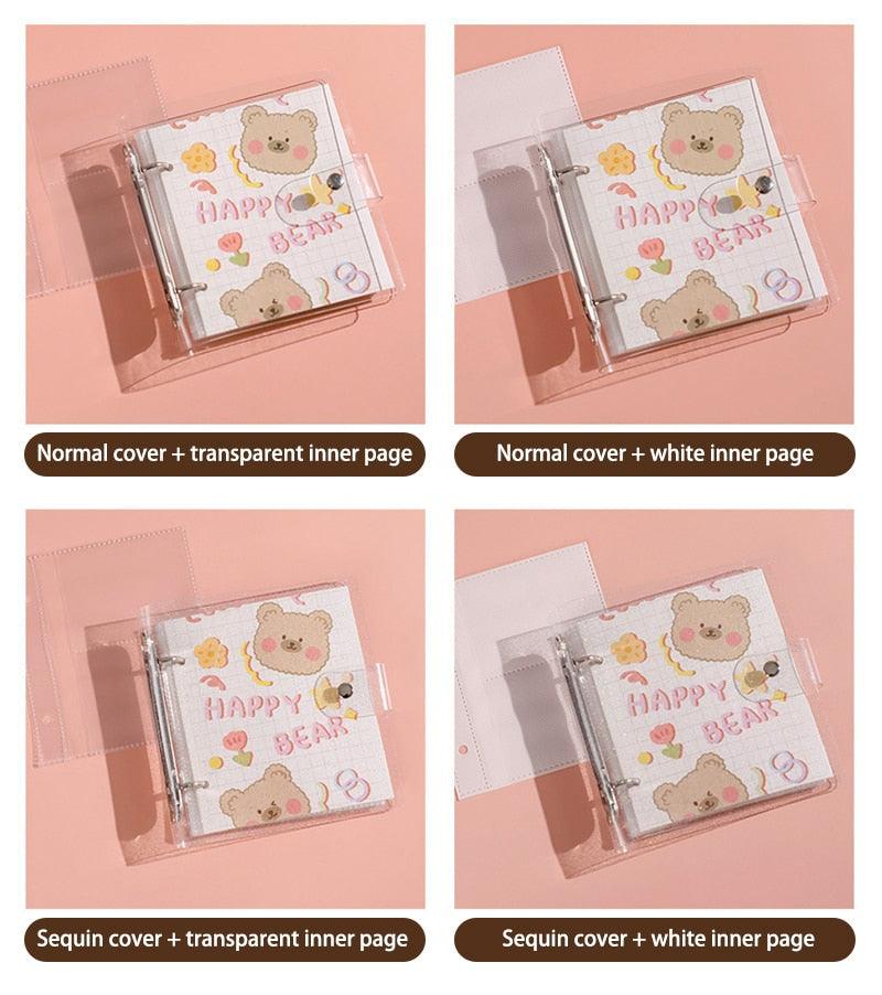 3 Inch Polaroid Photo Album Cute Bear Transparent Jewelry Small Card Collection Storage Book Mini Leaf Scrapbook Paper Baby Family Scrapbook Albums