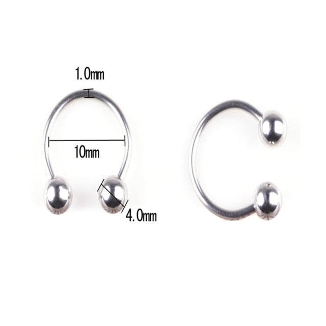 316L Surgical Stainless Steel Circular Barbells Horseshoe 18g Lip Ring Eyebrow Nose Studs Body Stainless Steel Fake Nose Ring Clip On Septum Piercing Faux Hoop Nose Ring Nose Punk Body Cartilage Tragus Ring Piercing Jewelry