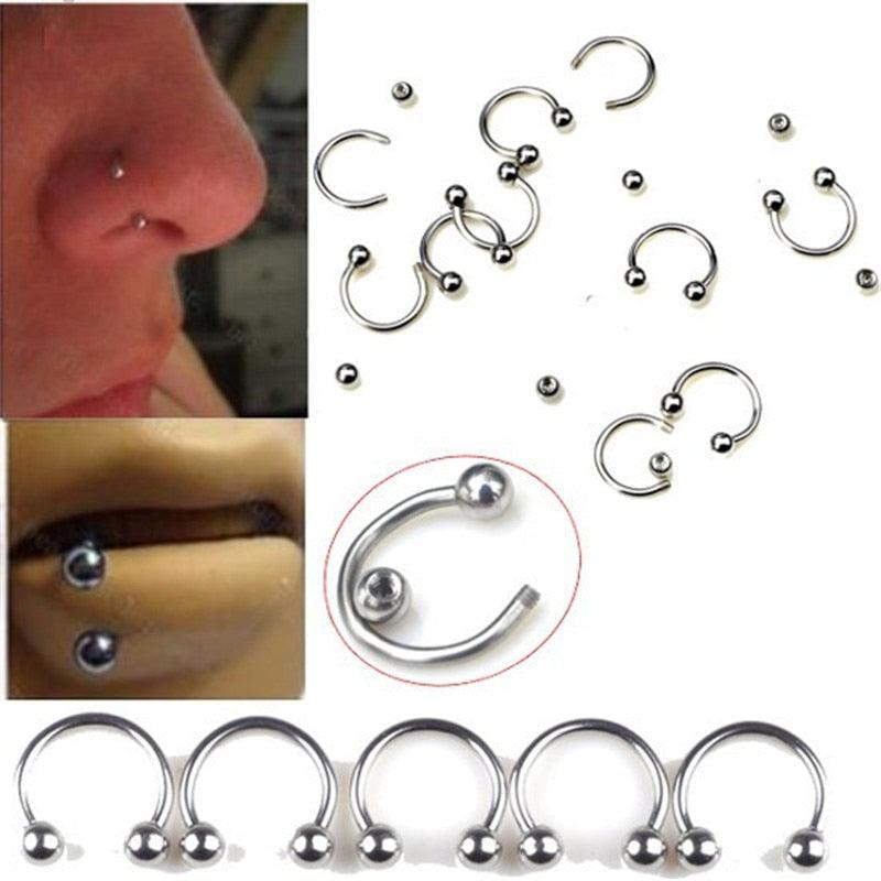 316L Surgical Stainless Steel Circular Barbells Horseshoe 18g Lip Ring Eyebrow Nose Studs Body Stainless Steel Fake Nose Ring Clip On Septum Piercing Faux Hoop Nose Ring Nose Punk Body Cartilage Tragus Ring Piercing Jewelry