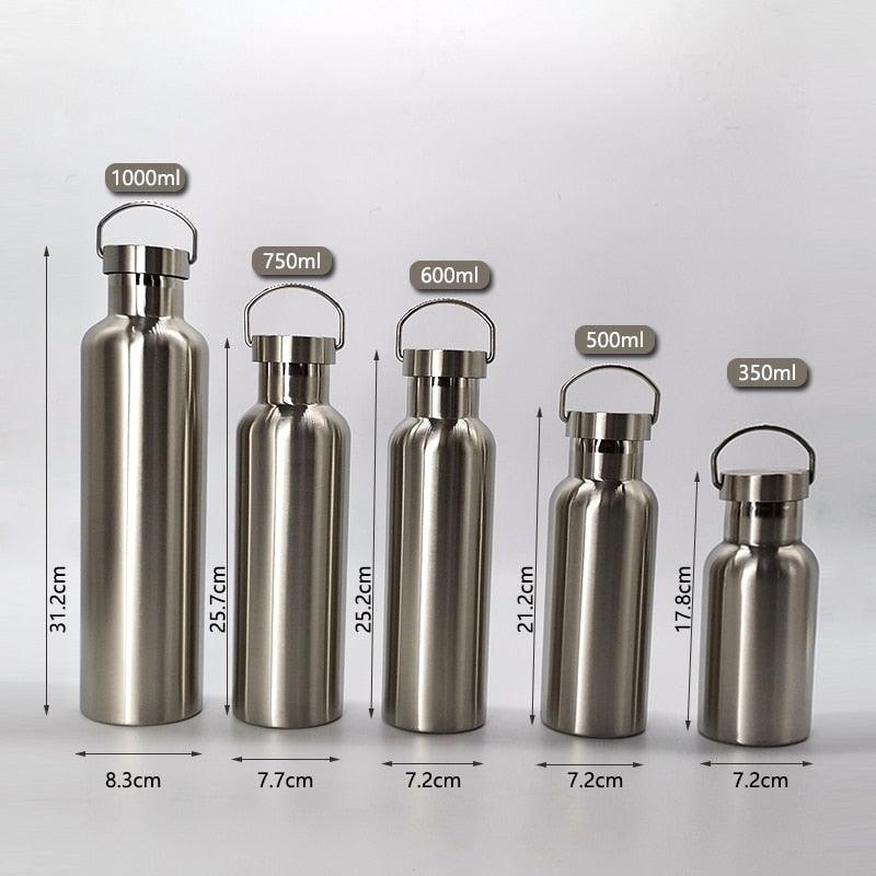 350/500/750/1000ml Double Wall Stainless Steel Water Bottle Thermos Bottle Keep Hot and Cold Insulated Vacuum Flask for Sport Stainless Steel Water Bottle Double Wall Vacuum Insulated Leak Proof Sports Bottle