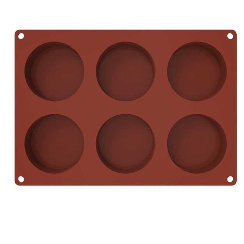 3/6 Silicone Mold Round Circle Shape Fondant Cake Tools Ice Cube Moulds 3D Candy Jelly Making Mould Handmade Soap Molds Round Baking Silicone Mold Circle Chocolate Cake Pie Muffin Sandwiches Eggs Bakeware Kitchen Accessories