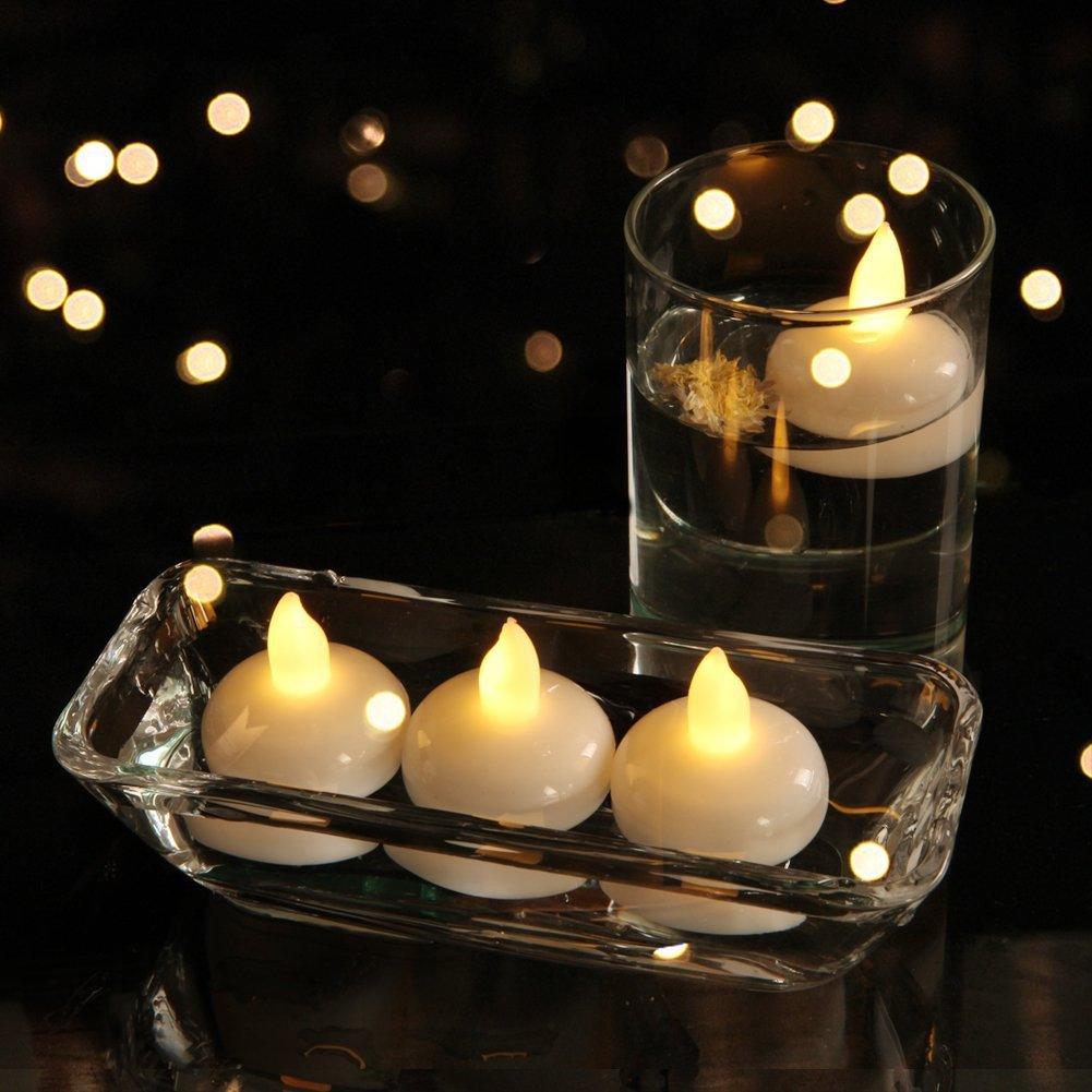 3/6Pcs LED Flameless Waterproof Candle Flameless Flickering Tea Light Candles Battery Operated Floating Candles for Wedding Centerpiece Pool & SPA Warm Light Flickering Tea Candles Battery Powered For Wedding Home Birthday Party Decoration