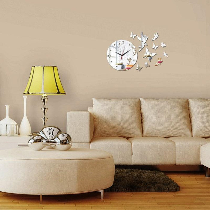 3D Acrylic Mirror Wall Stickers Creative Black Modern Acrylic Mirror Surface 3D Simple Wall Stickers Decor Clocks Numbers Stickers for Home Office Decorations Gift Modern Living Room Quartz Clock Watch Home Decoration Clocks