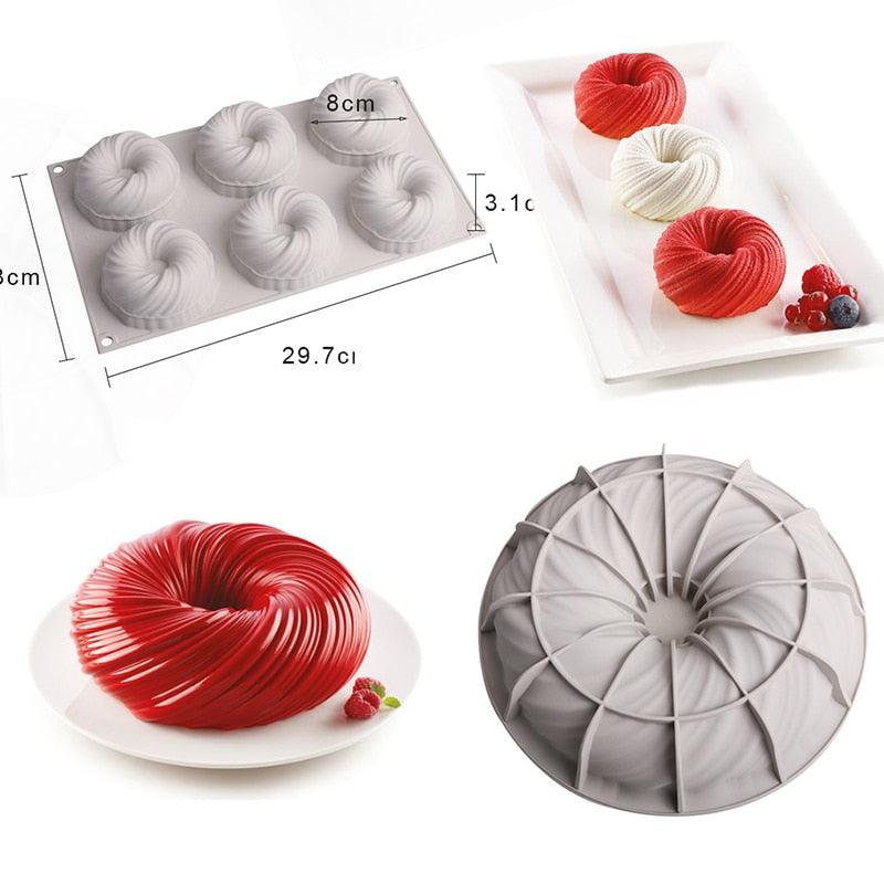 3D Big Swirl Shape Silicone Butter Cake Mould Kitchen Baking Form Tools For Cake Bakery Baking Dish Bakeware Mold Cake Pan Round Swirl Cake Mold For Baking Amazing Dessert Silicone 3D Mould