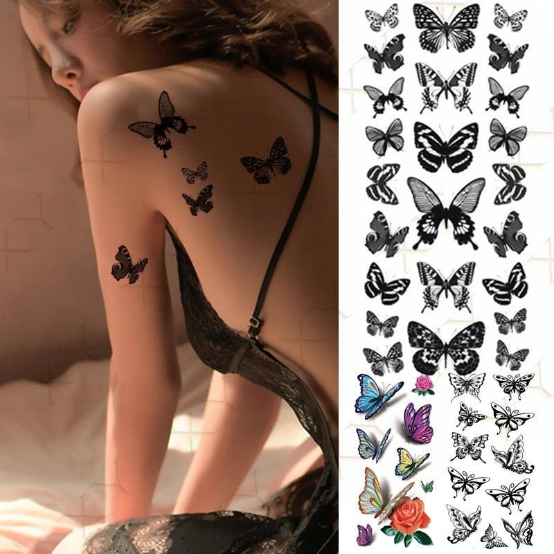 3D Butterfly Waterproof Temporary Tattoo Sticker Snake Flowers Elegant Small Popular Tattoo For Womens Mens - STEVVEX Beauty - 103, 3D Tattoo, Animal Tattoo, Arm Tattoo, Back Tattoo, Beauty, Black Tattoos, Body Tattoo, Boys Tattoo, Butterfly Tattoo, Children Tattoo, Colorful Tattoo, Different Tattoo, Leg Tattoo, Lotus Tattoo, Luxury Tattoo, Men Tattoo, Mens Tattoo, Party Tattoo, Red Flower Tattoo, Tattoo - Stevvex.com