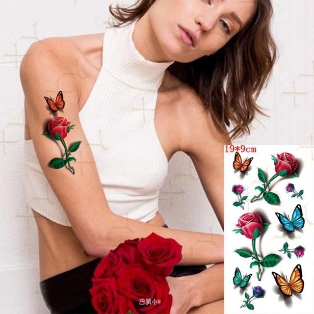 3D Butterfly Waterproof Temporary Tattoo Sticker Snake Flowers Elegant Small Popular Tattoo For Womens Mens - STEVVEX Beauty - 103, 3D Tattoo, Animal Tattoo, Arm Tattoo, Back Tattoo, Beauty, Black Tattoos, Body Tattoo, Boys Tattoo, Butterfly Tattoo, Children Tattoo, Colorful Tattoo, Different Tattoo, Leg Tattoo, Lotus Tattoo, Luxury Tattoo, Men Tattoo, Mens Tattoo, Party Tattoo, Red Flower Tattoo, Tattoo - Stevvex.com