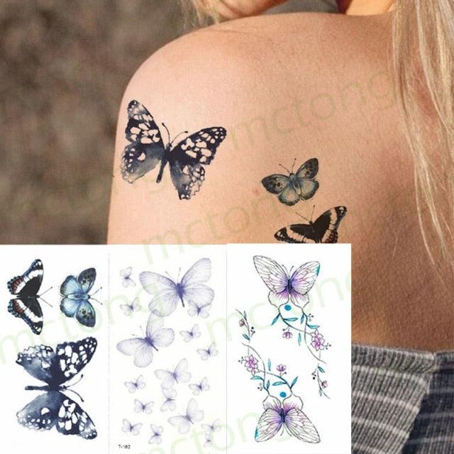 3D Butterfly Waterproof Temporary Tattoo Sticker Snake Flowers Elegant Small Popular Tattoo For Womens Mens - STEVVEX Beauty - 103, 3D Tattoo, Animal Tattoo, Arm Tattoo, Back Tattoo, Beauty, Black Tattoos, Body Tattoo, Boys Tattoo, Butterfly Tattoo, Children Tattoo, Colorful Tattoo, Different Tattoo, Leg Tattoo, Lotus Tattoo, Luxury Tattoo, Men Tattoo, Mens Tattoo, Party Tattoo, Red Flower Tattoo, Tattoo - Stevvex.com