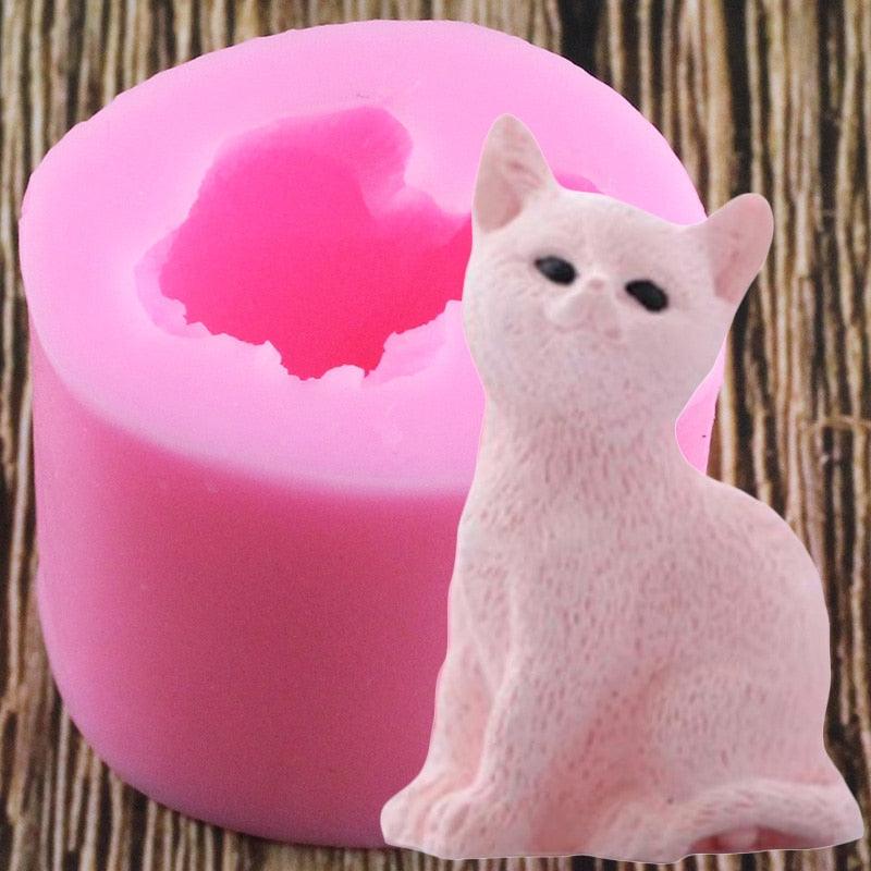 3D Cat Candle Silicone Molds Soap Mold Cake Decorating Tools Cake Baking Candy Chocolate Gumpaste Moulds Kitten Candle Mold Cute Cat Silicone Mold For Fondant Mini Soap