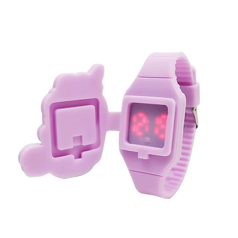 3D Childrens Watch Cute Unicorn LED Electronic Kids Watches Boys Girls Silicone Toy Wristwatches Learning Time 3D Cute Toddler Shape Clamshell Design Kids Digital Led Watch For Kids Birthday Presents Gifts