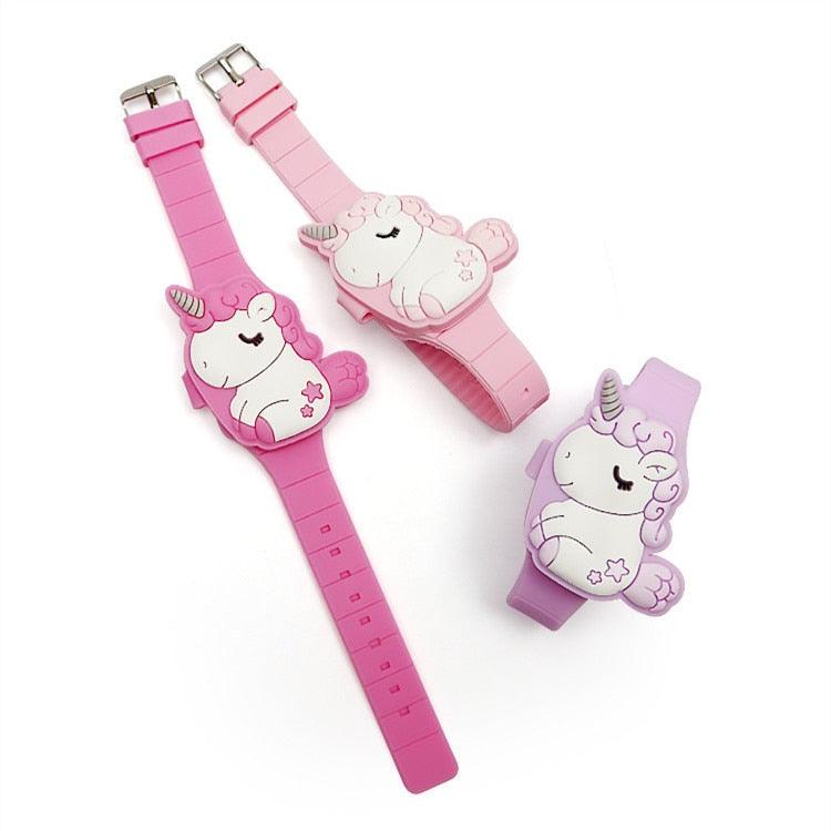 3D Childrens Watch Cute Unicorn LED Electronic Kids Watches Boys Girls Silicone Toy Wristwatches Learning Time 3D Cute Toddler Shape Clamshell Design Kids Digital Led Watch For Kids Birthday Presents Gifts