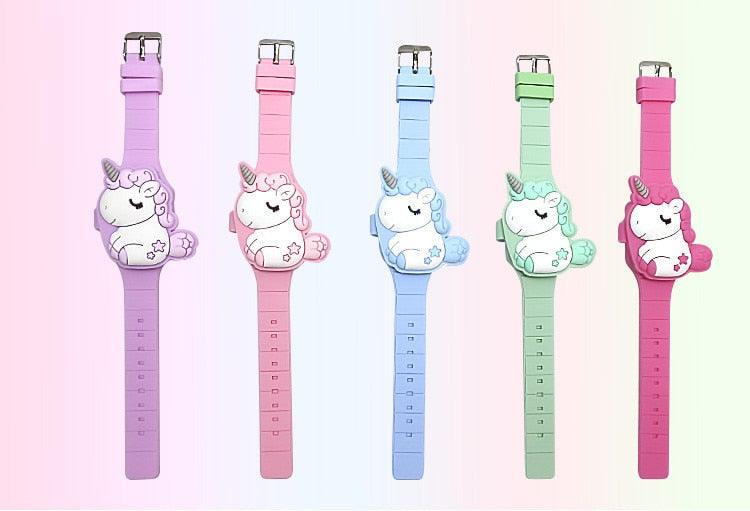 3D Childrens Watch Cute Unicorn LED Electronic Kids Watches Boys Girls Silicone Toy Wristwatches Learning Time 3D Cute Toddler Shape Clamshell Design Kids Digital Led Watch For Kids Birthday Presents Gifts