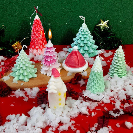 3D Christmas Candle Silicone Mold Santa Claus Christmas Tree 3D Silicone Candle Resin Mold DIY Aromatherapy Wax Candle Soap Concrete Clay Craft Cake Home Party Decor Creative DIY Scented Aromatherapy Candle Making Mold Decor