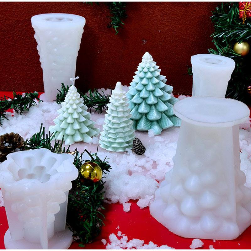 3D Christmas Candle Silicone Mold Santa Claus Christmas Tree 3D Silicone Candle Resin Mold DIY Aromatherapy Wax Candle Soap Concrete Clay Craft Cake Home Party Decor Creative DIY Scented Aromatherapy Candle Making Mold Decor