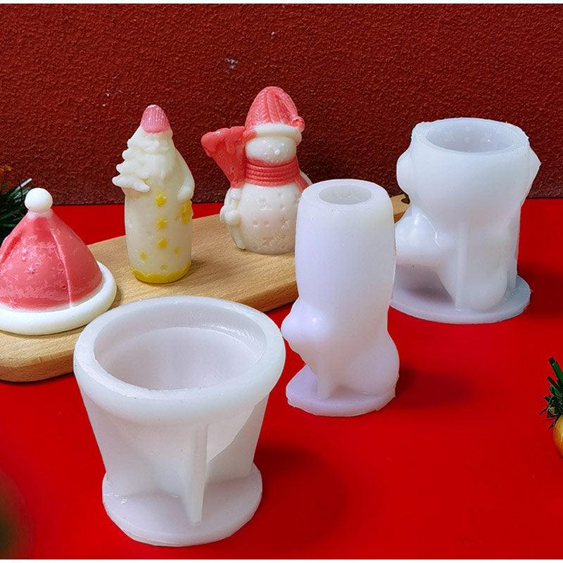 3D Christmas Candle Silicone Mold Santa Claus Christmas Tree 3D Silicone Candle Resin Mold DIY Aromatherapy Wax Candle Soap Concrete Clay Craft Cake Home Party Decor Creative DIY Scented Aromatherapy Candle Making Mold Decor