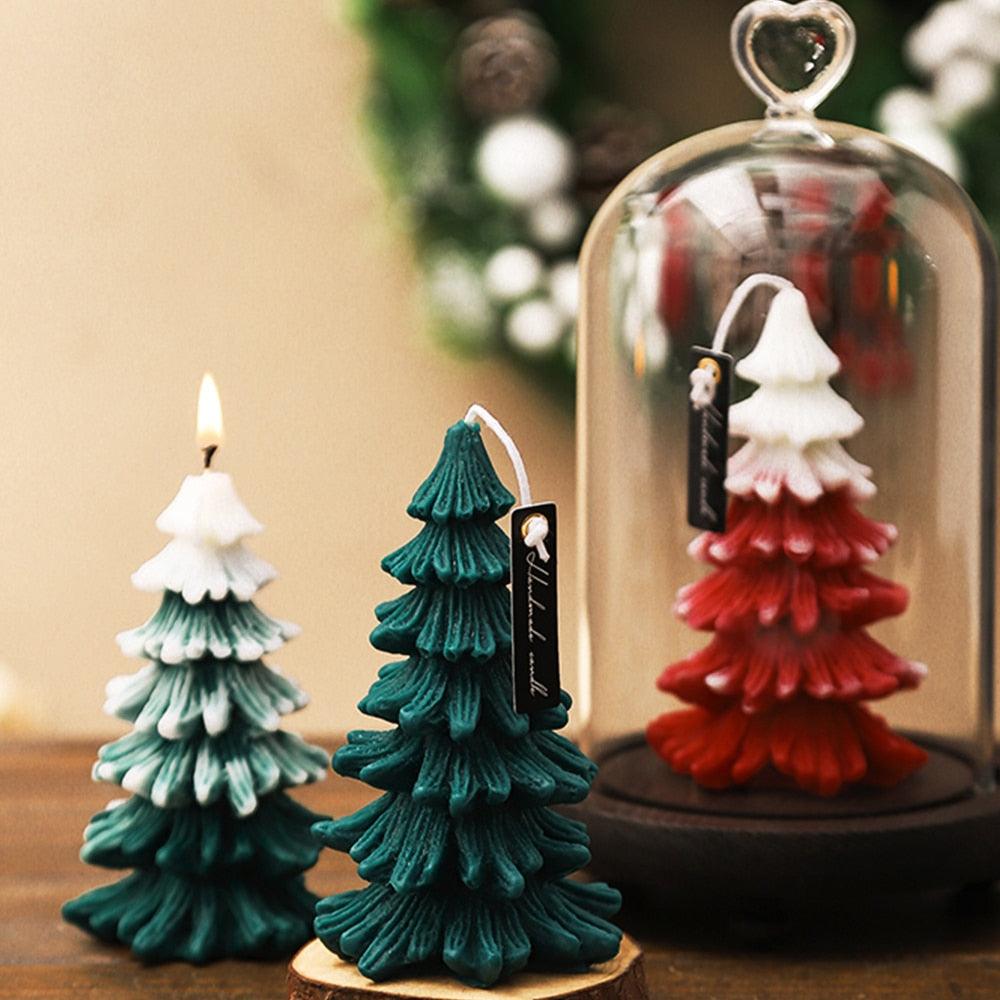 3D Christmas Tree Candle Mold DIY Scented Candle Christmas Tree Silicone Mold Candle Soap Mold Flexible Mold For Candle Making Pine Tree Molds DIY Cake Decorating Candle Silicone Mold Pine Tree Resin Soap Mold Christmas Gift Craft Home Decor