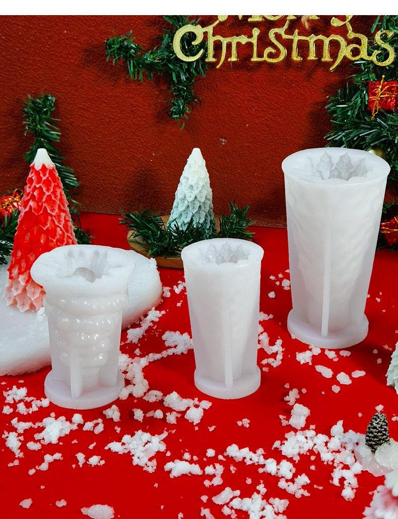 3D Christmas Tree Candle Mold DIY Scented Candle Christmas Tree Silicone Mold Candle Soap Mold Flexible Mold For Candle Making Pine Tree Molds DIY Cake Decorating Candle Silicone Mold Pine Tree Resin Soap Mold Christmas Gift Craft Home Decor