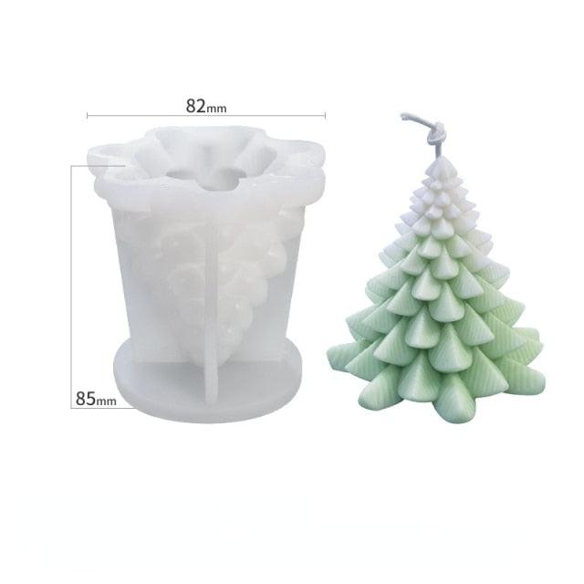 3D Christmas Tree Candle Mold DIY Scented Candle Christmas Tree Silicone Mold Candle Soap Mold Flexible Mold For Candle Making Pine Tree Molds DIY Cake Decorating Candle Silicone Mold Pine Tree Resin Soap Mold Christmas Gift Craft Home Decor