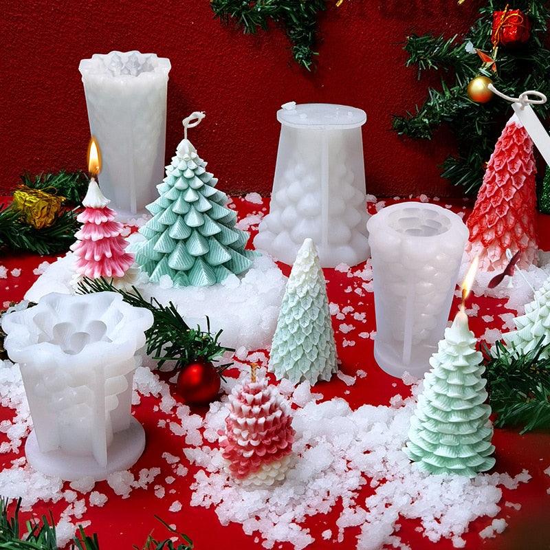 3D Christmas Tree Candle Mold DIY Scented Candle Christmas Tree Silicone Mold Candle Soap Mold Flexible Mold For Candle Making Pine Tree Molds DIY Cake Decorating Candle Silicone Mold Pine Tree Resin Soap Mold Christmas Gift Craft Home Decor