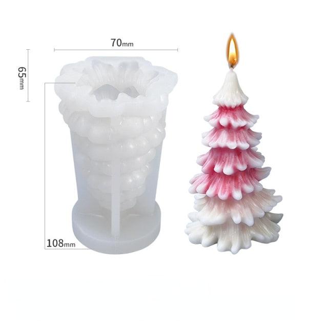 3D Christmas Tree Candle Mold DIY Scented Candle Christmas Tree Silicone Mold Candle Soap Mold Flexible Mold For Candle Making Pine Tree Molds DIY Cake Decorating Candle Silicone Mold Pine Tree Resin Soap Mold Christmas Gift Craft Home Decor