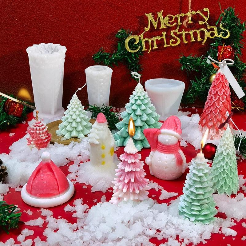 3D Christmas Tree Candle Mold DIY Scented Candle Christmas Tree Silicone Mold Candle Soap Mold Flexible Mold For Candle Making Pine Tree Molds DIY Cake Decorating Candle Silicone Mold Pine Tree Resin Soap Mold Christmas Gift Craft Home Decor