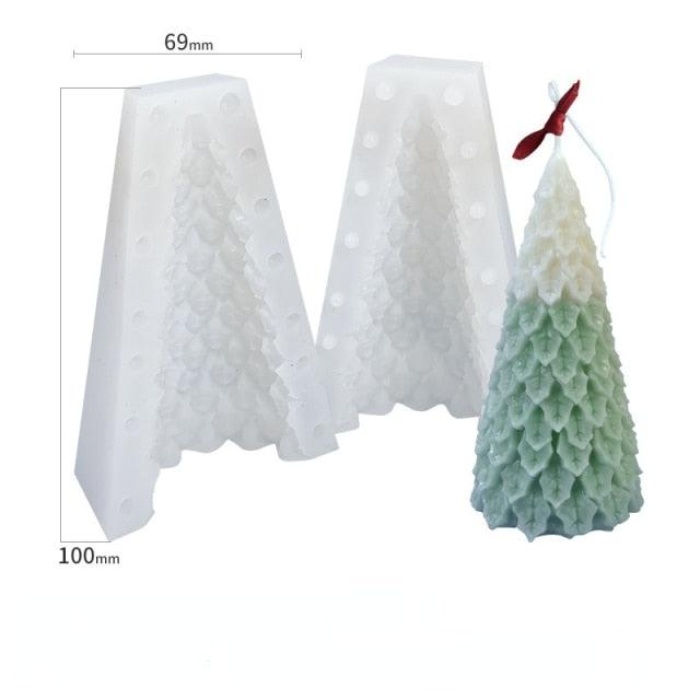 3D Christmas Tree Candle Mold DIY Scented Candle Christmas Tree Silicone Mold Candle Soap Mold Flexible Mold For Candle Making Pine Tree Molds DIY Cake Decorating Candle Silicone Mold Pine Tree Resin Soap Mold Christmas Gift Craft Home Decor