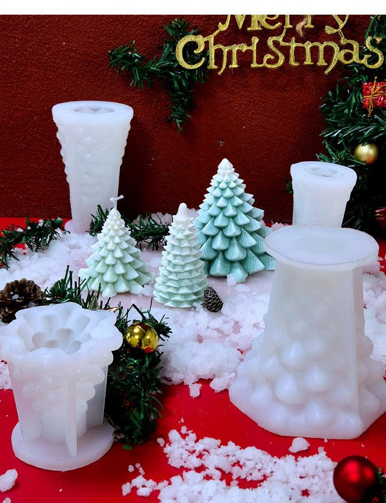 3D Christmas Tree Candle Mold DIY Scented Candle Christmas Tree Silicone Mold Candle Soap Mold Flexible Mold For Candle Making Pine Tree Molds DIY Cake Decorating Candle Silicone Mold Pine Tree Resin Soap Mold Christmas Gift Craft Home Decor