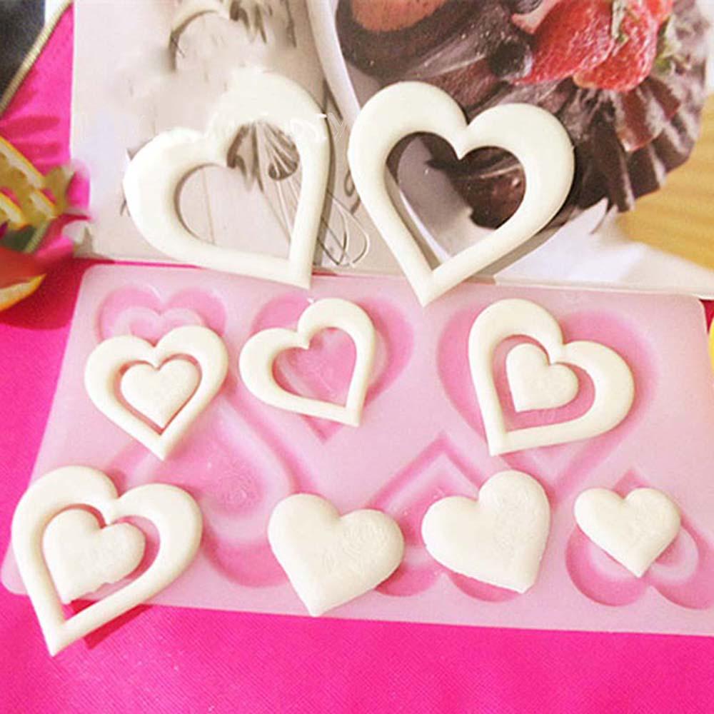 3D Heart Shape Chocolate Silicone Mold Cookie Wedding Cake Toppers Tools Heart Shaped Silicone Mold Resin Soft Candy Chocolate Jelly Gummy Ice Beautiful Valentines Heart Shaped Mold