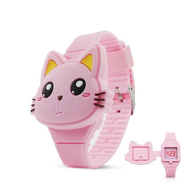 3D Kids Watches Cute Rabbit Cat LED Electronic Children Watch Boys and Girls Silicone Toy Wristwatches Girls Watch Digital Cute Shape LED Fashion Silicone Band Clamshell Design Wrist Watch