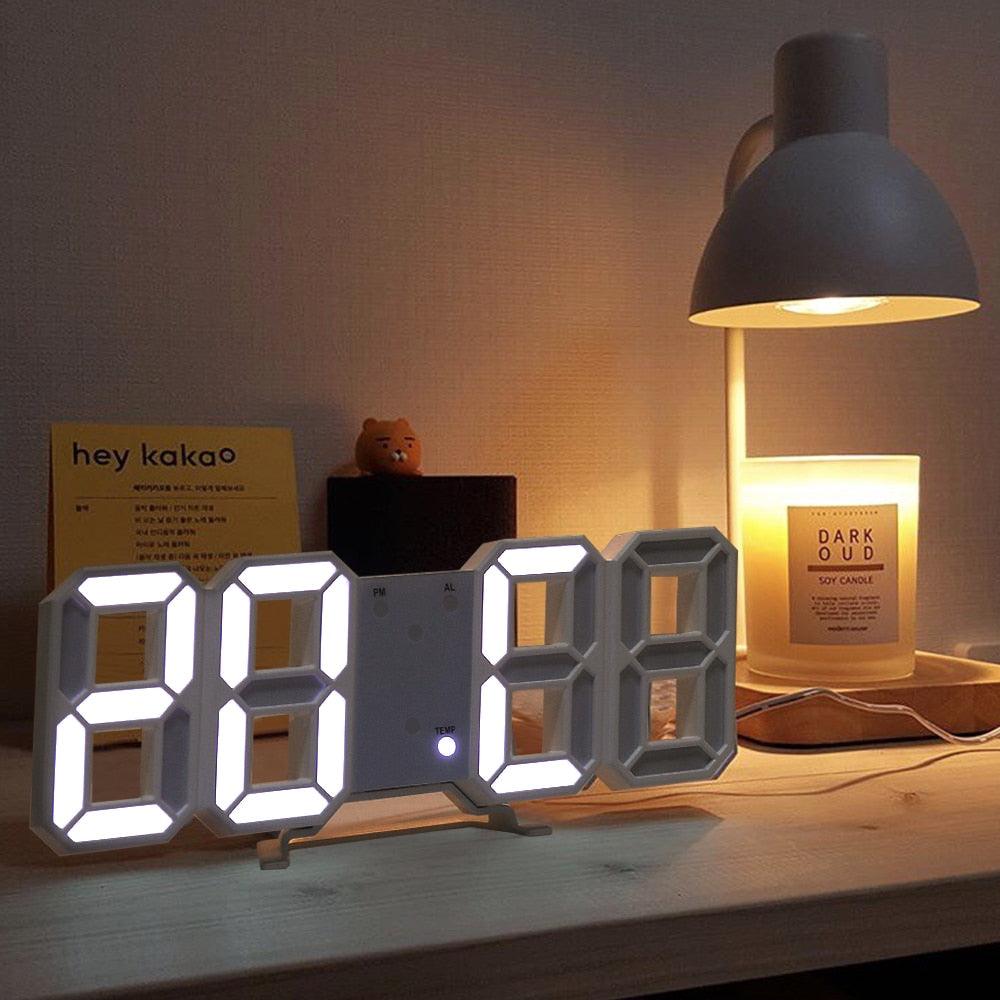 3D Large LED Digital Wall Clock 3D LED Wall Clock with Remote Control 12/24 H Time/Date Display Nightlight Alarm Clock Digital Clock Brightness to Adjust Temperature Date Time Celsius Nightlight Display Table Desktop Clocks Alarm Clock For Living Room