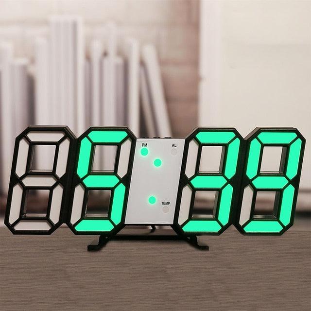 3D Large LED Digital Wall Clock Date Time Celsius Nightlight Display Table Desktop Clocks 3D Digital Alarm Clock Modern Design LED Wall Desk Clocks 12/24H Time /Date/ Temperature Display Nightlight /Brightness Adjustable/ Alarm Clock For Living Room