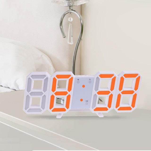 3D Large LED Digital Wall Clock Date Time Celsius Nightlight Display Table Desktop Clocks 3D Digital Alarm Clock Modern Design LED Wall Desk Clocks 12/24H Time /Date/ Temperature Display Nightlight /Brightness Adjustable/ Alarm Clock For Living Room