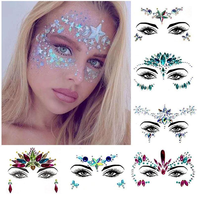 3D Makeup Tattoo Face Gems Glitter Face Jewels Crystal Stickers Face Glitter for Festival Carnival Party - STEVVEX Beauty - 103, Arm Tattoo, Beauty, Body Tattoo, Carnival Tattoo, Crystal Tattoo, Face Tattoo, Fashion Tattoo, Girls Tattoo, Glitter Tattoo, Jewelry Tattoo, Jewels Tattoo, Luxury Tattoo, Wedding Tattoo, Women Tattoo, Womens Tattoo - Stevvex.com